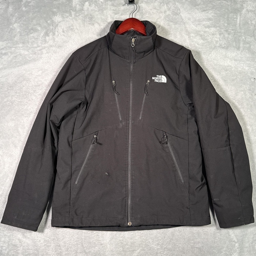 The North Face Jacket Mens M Black WindWall Insulated Full Zip Softshell *FLAW